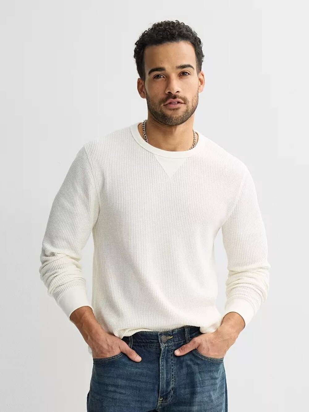 Mens Long Sleeve Waffle Thermal Tee - Size 2XL Ivory 🆕 Sonoma 🔥